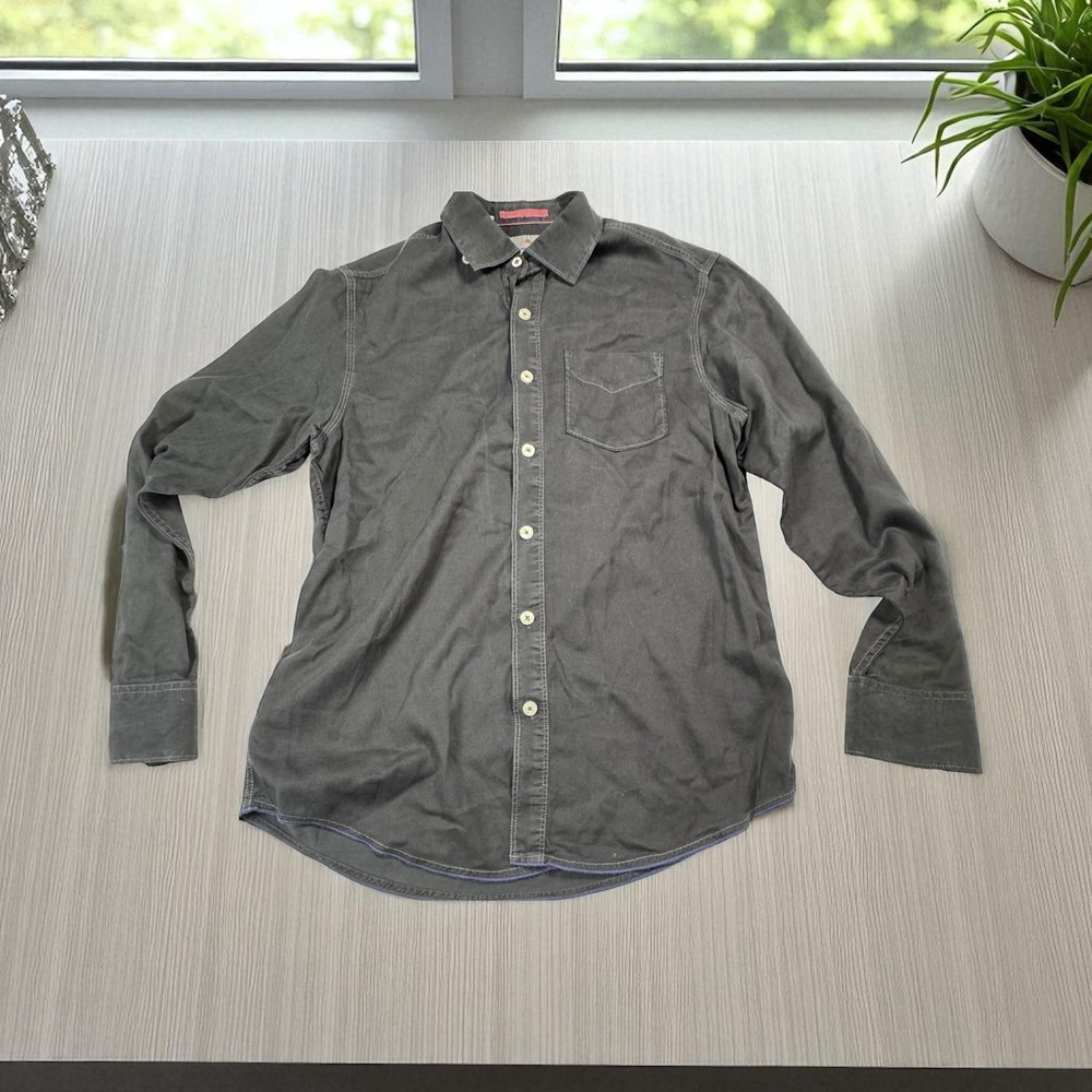 Tommy Bahama‎ Jeans Island Crafted Long Sleeve Button Up Shirt Men's Medium Gray